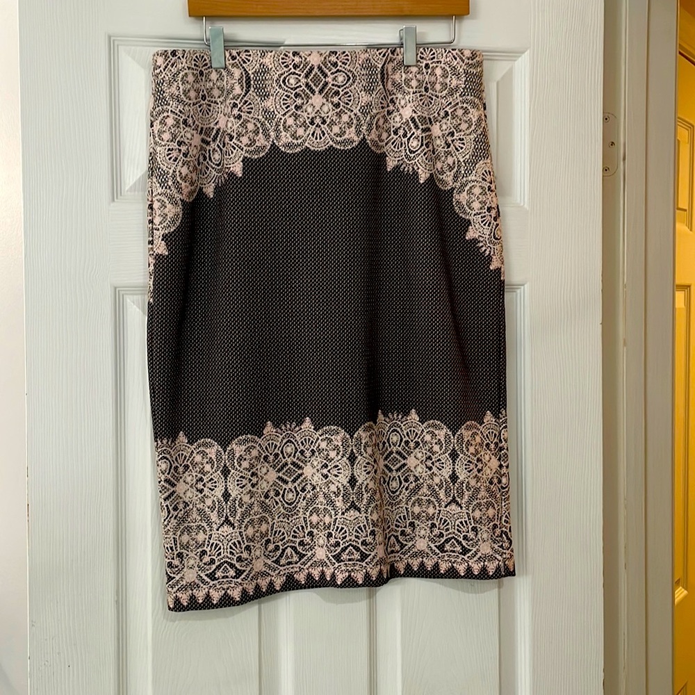 Black and pink print skirt
